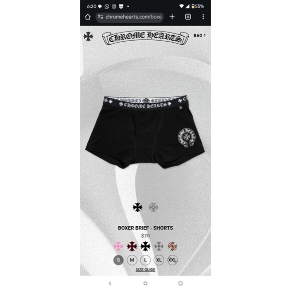 新品未使用 CHROME HEARTS BOXER BRIEF  SIZE M CHROME HEARTS BOXER BRIEF - SHORTS SIZE MEDIUM M